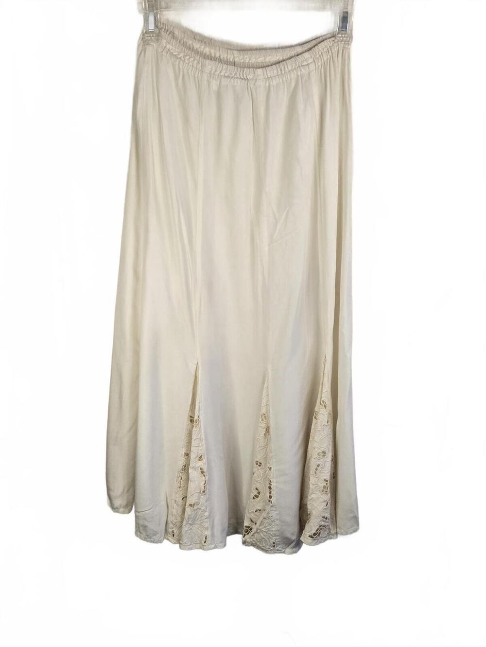 Sunya White Skirt with Lace Insets Size S - Picture 5 of 6